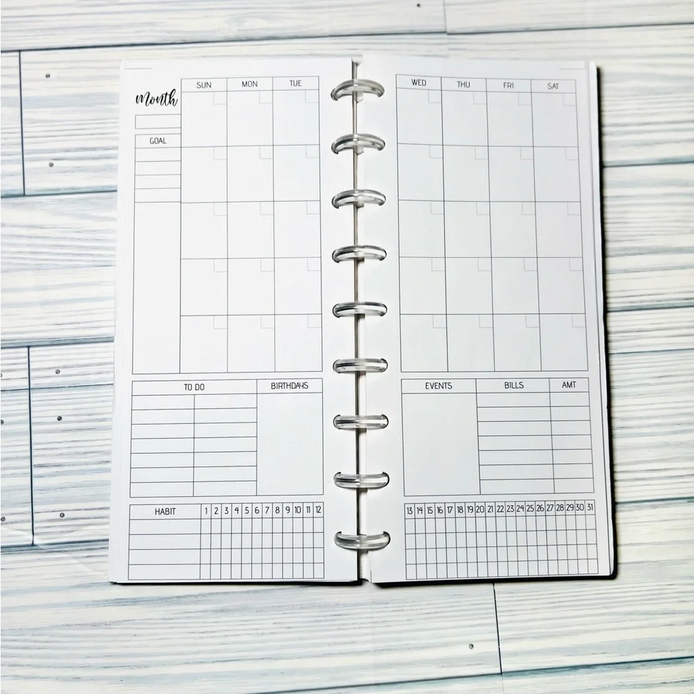 Skinny classic Happy Planner Inserts monthly Layout